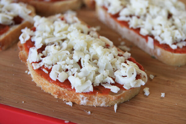 Grated Cheese on Bread