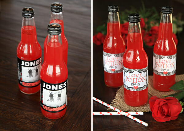 Love Potion Labels on Jones Soda