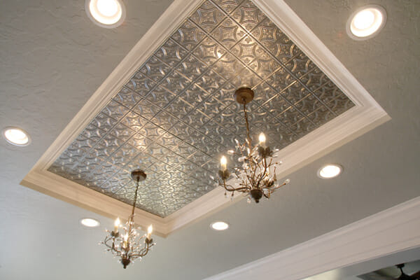 Metal Tile Inlay above kitchen island