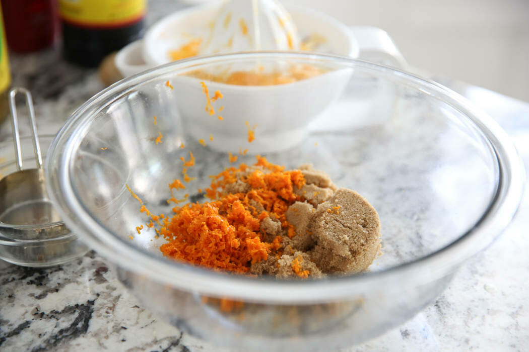 orange marinade in bowl