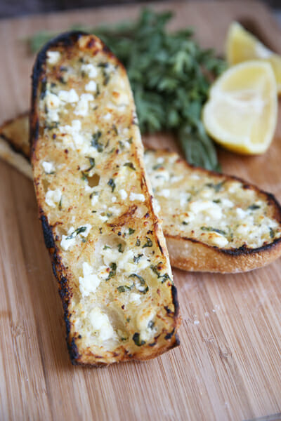 Feta and Herb Garlic Butter on Toasted Baguette