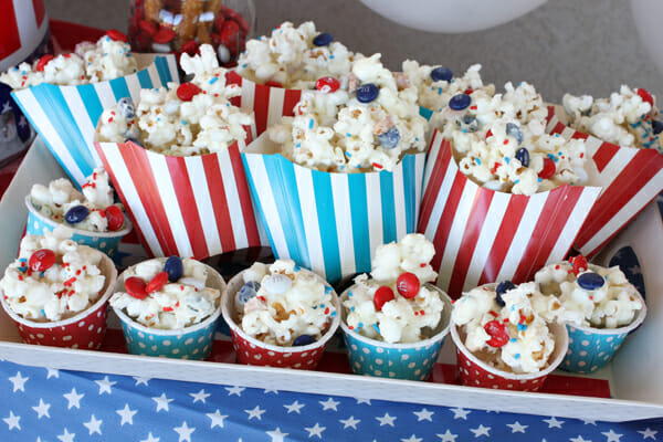 Patriotic Popcorn in Containers