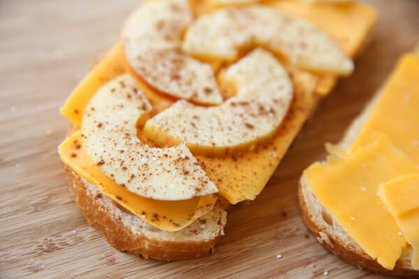 Apple slices on grilled cheese