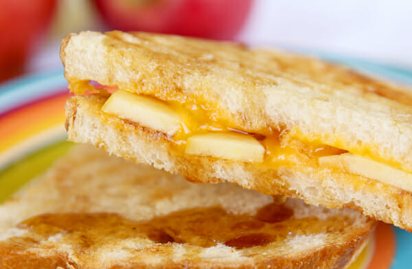 Grilled Cheese with Apples close up