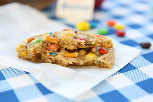 Peanut Butter Pretzel M&M Cookies - Whiskful Cooking