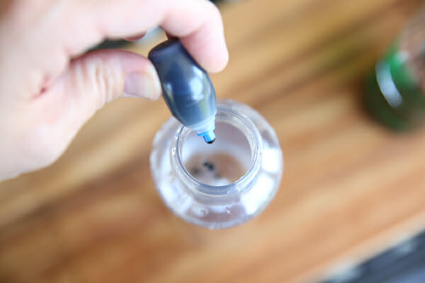 Food Color into Water Bottles