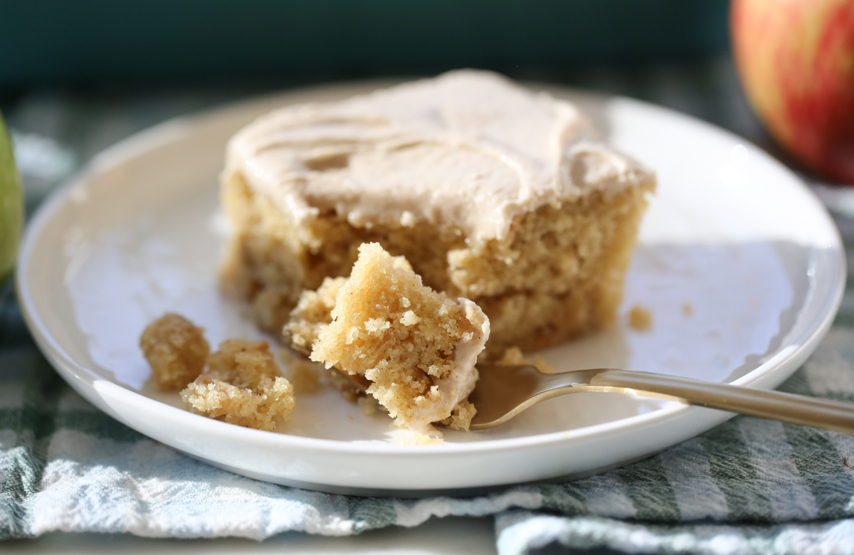 our best bites apple snack cake on a serving plate