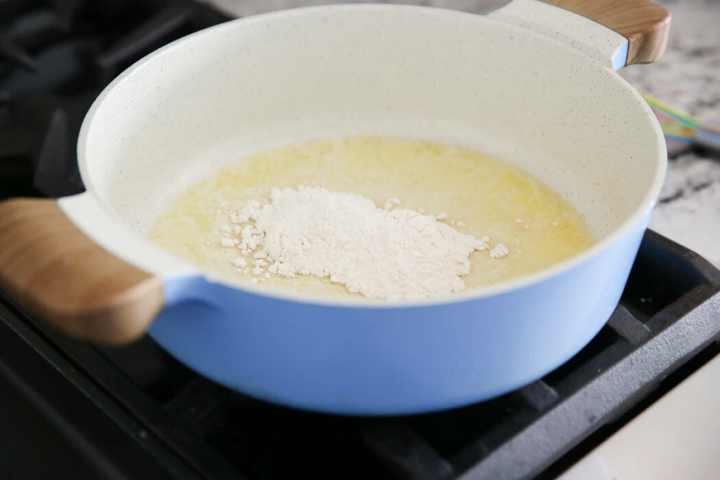 flour and butter in pan
