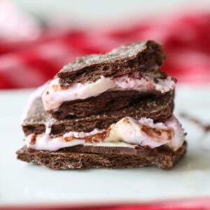 indoor peppermint smores on a plate