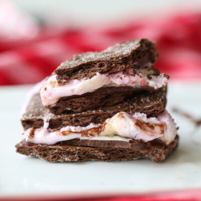 indoor peppermint smores on a plate