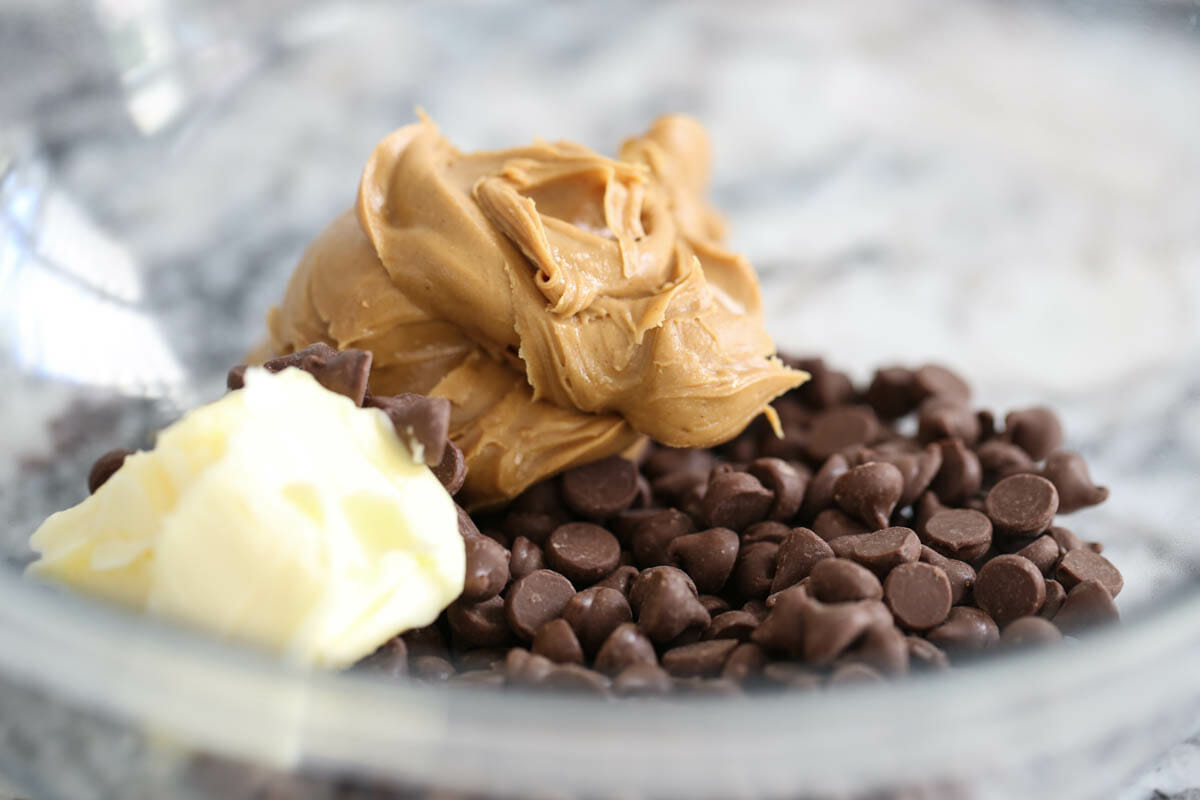 melted peanut butter and chocolate
