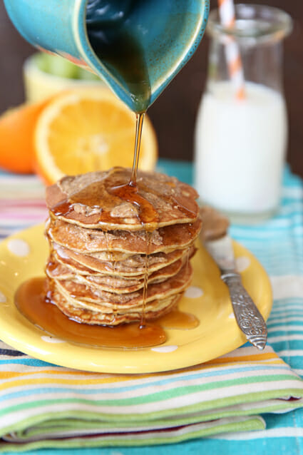 2 ingredient pancakes with syrup