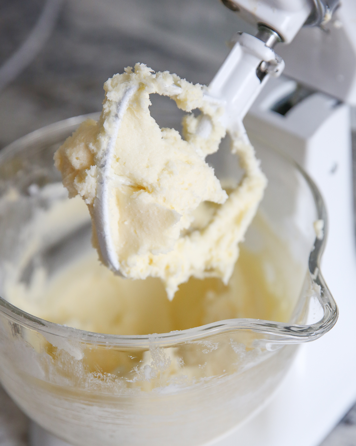 whipping butter and sugar in kitchenaid mixer