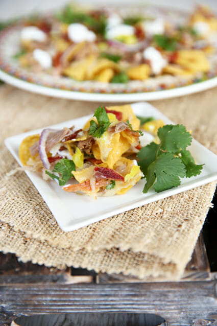 Plated Pork Nachos from Our Best Bites