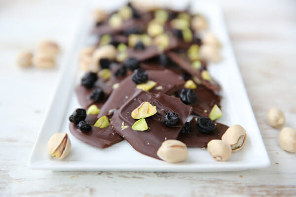 Dark Chocolate with Pistachios and Blueberries