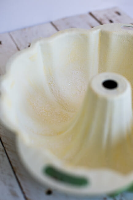 greased and floured bundt cake pan