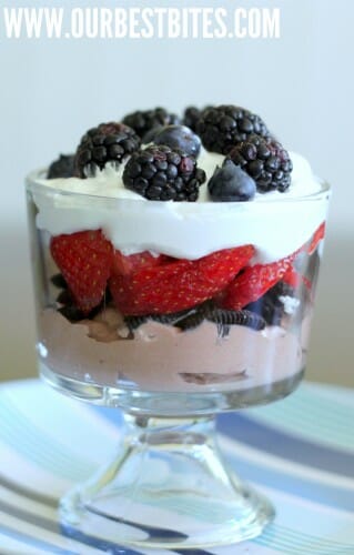 layered red white and blue trifle 