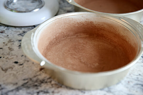 Dusted Pans with Cocoa Powder