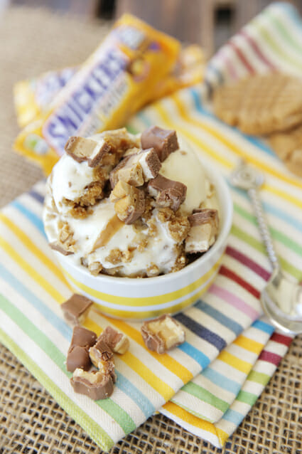 Peanut Butter Cookie Ice Cream with Snickers