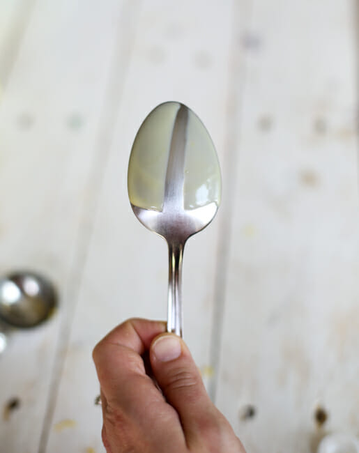 frozen lemon custard finger trail on spoon