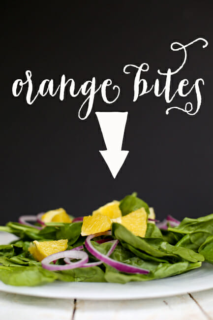 oranges, spinach, and onions