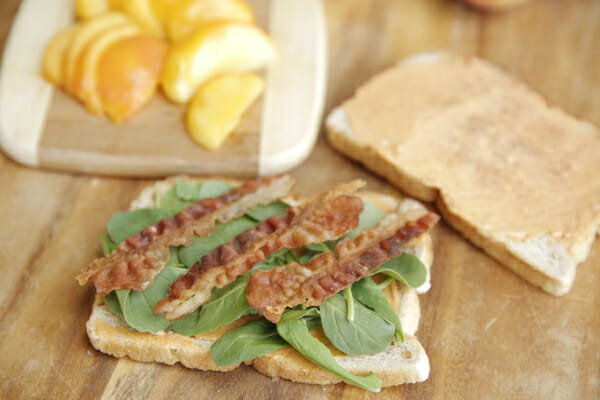 Open Faced Peach Bacon Sandwiches