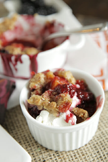 Peach Blackberry Crisp in Ramekin