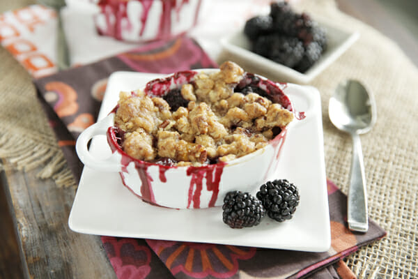 Plated Peach Blackberry Crisp