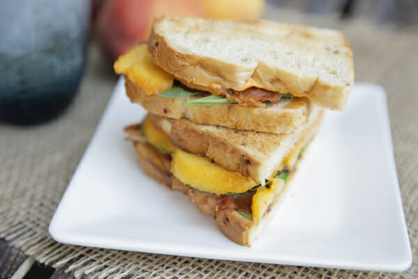 Sliced Close Up Peach Bacon Sandwich