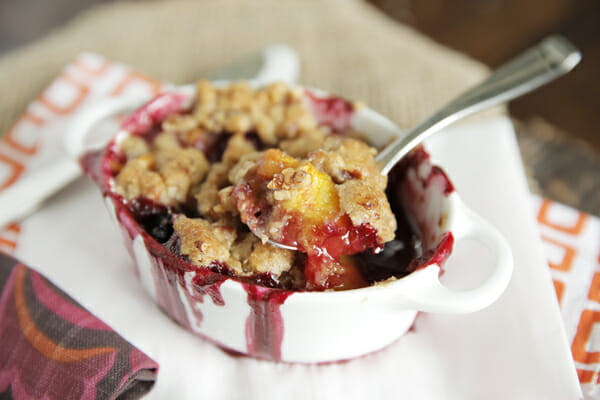 Spooned Peach Blackberry Crisp