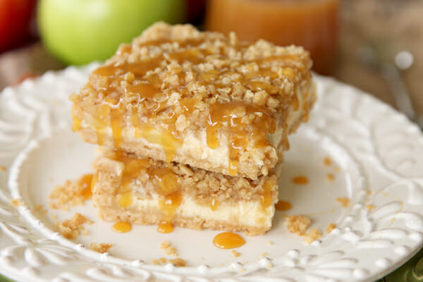 Caramel Apple Cheesecake Bars [ourbestbites.com]