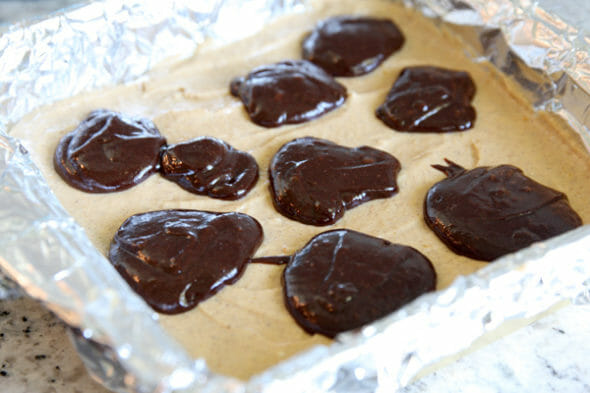 Pumpkin Brownies_Dolloped Brownie Batter