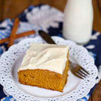 Pumpkin Snack Cake {with Cream Cheese Frosting}