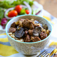beef tips with onion and mushroom gravy-11 square