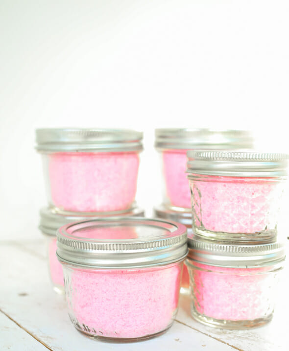 jars of fizzy peppermint bath salts from Our Best Bites