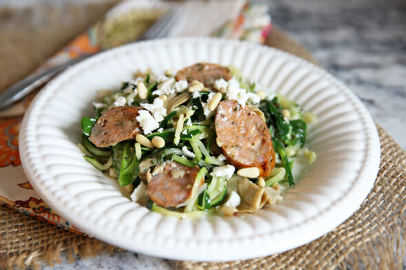 Zoodle and Chicken Sausage Bowl