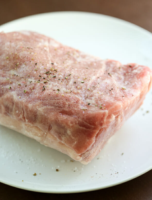 pork roast sprinkled with salt and pepperpork roast sprinkled with salt and pepper