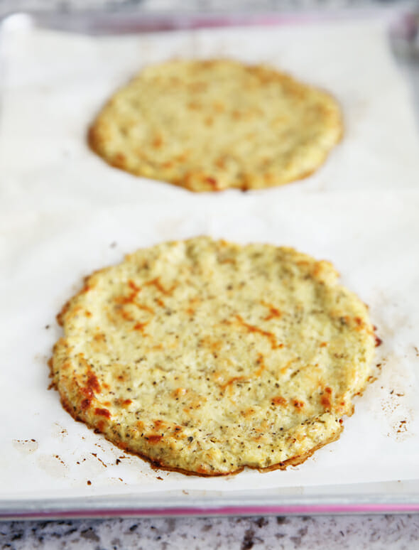 Cauliflower pizza crust baked