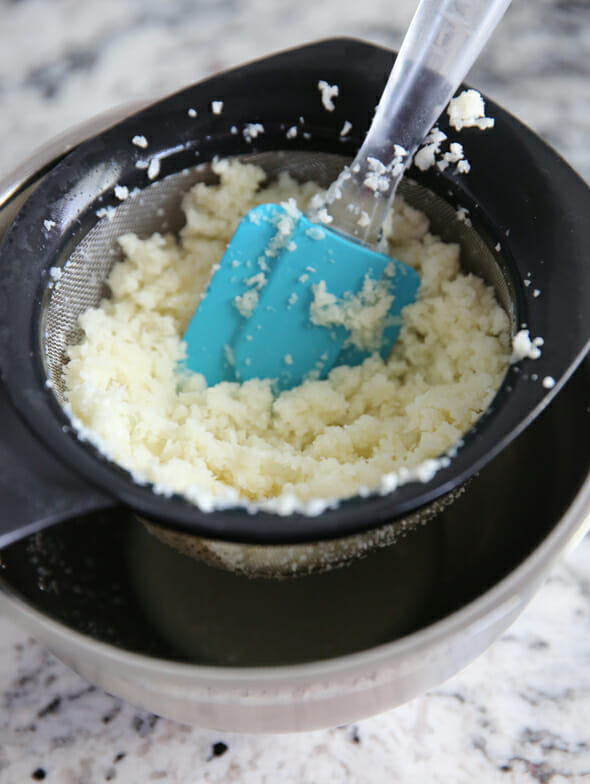 Pressing Grated Cauliflower