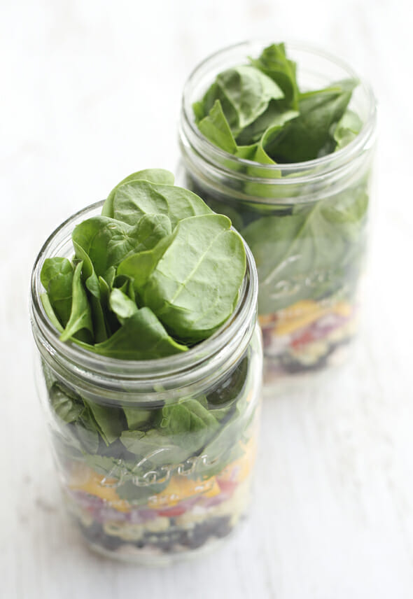 Spinach Topped Jar Salads