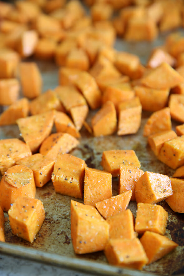 Roasted Sweet Potatoes before baking