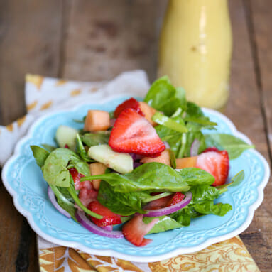Strawberry, Cucumber, and Melon Salad with Dijon Vinaigrette