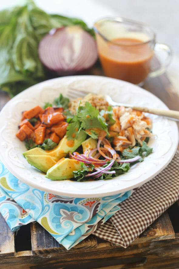 Roasted Sweet Potato Chicken Quinoa Salad