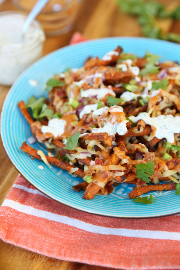 Loaded Sweet Potato Fries from Our Best Bites