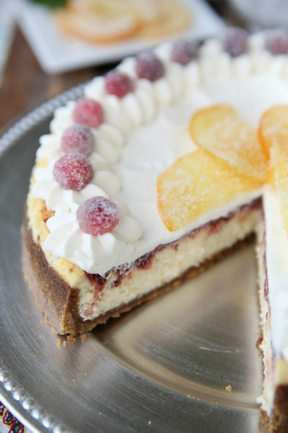 Inside Orange Cranberry Cheesecake