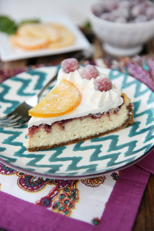 Sliced Cranberry Orange Cheesecake