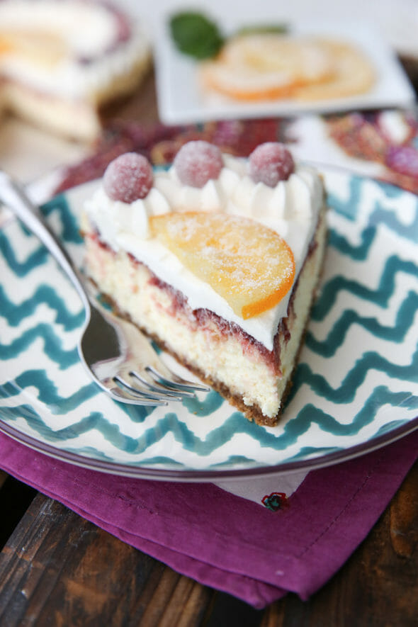 Sliced Orange Cranberry Cheesecake