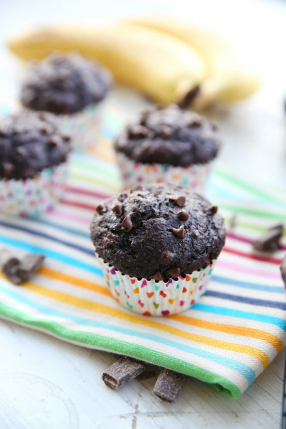 Skinny Chocolate Banana Muffins