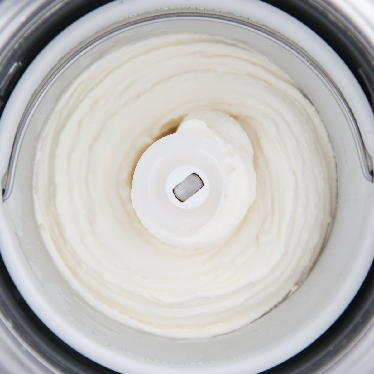 processing vanilla ice cream in ice cream machine