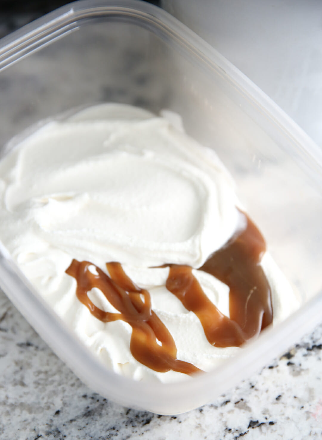 Homemade Vanilla Ice Cream with Caramel